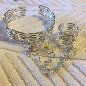 chain attached ring bracelet